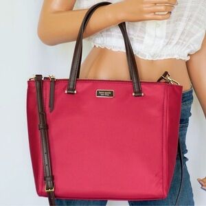 NWOT Kate Spade NY Dawn Medium Satchel Nylon Crossbody Bag Rhubarb Tart